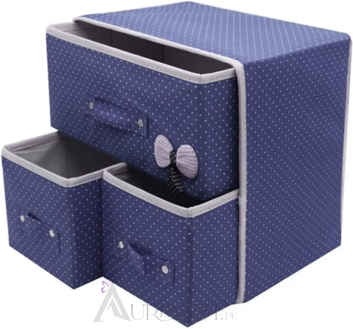 3 Drawer Fabric Folding Jewelry & Cosmetic Storage Organizer.