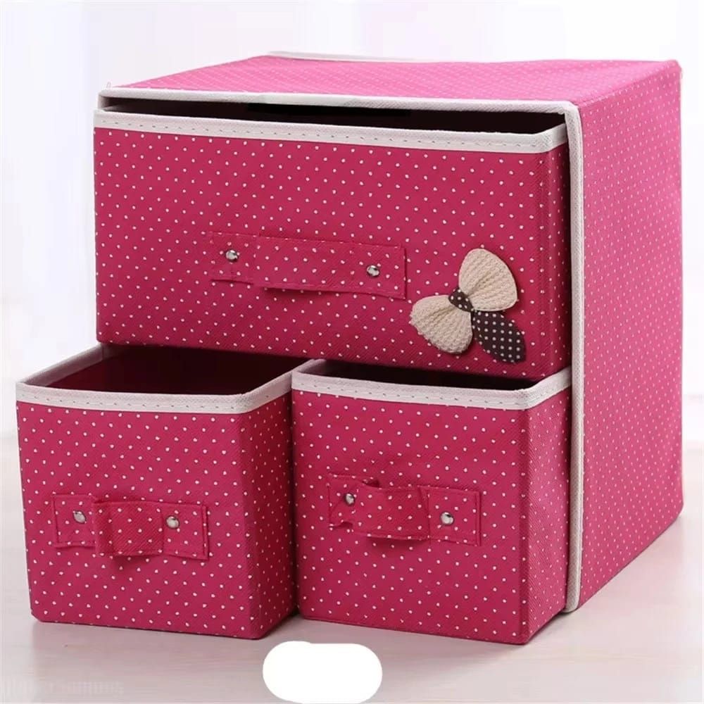 3 Drawer Fabric Folding Jewelry & Cosmetic Storage Organizer.